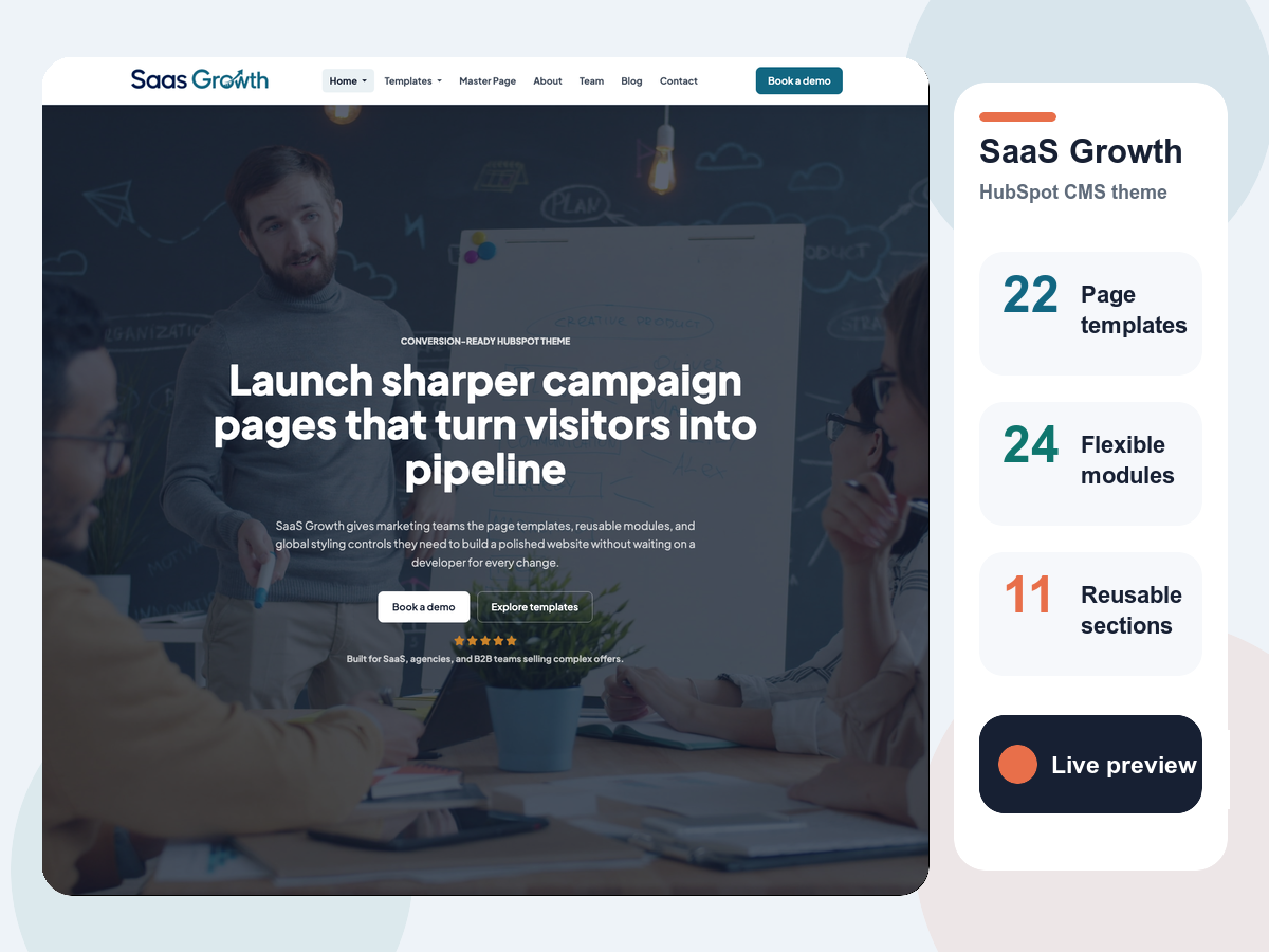 SaaS Growth HubSpot theme preview